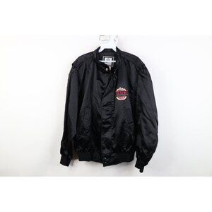 Vtg 90s Streetwear Mens Medium Paradice Slot Club Casino Satin Bomber Jacket USA